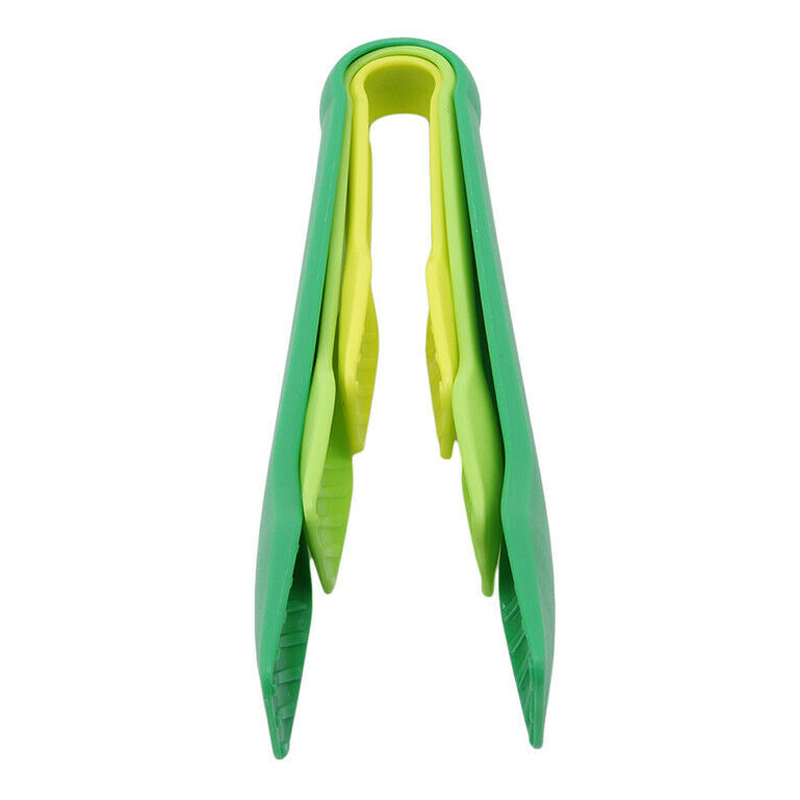 3 sztuk/zestaw robić kuchni robić jedzenia szczypce plastikowe sałatka bekon stek zacisk szczypce dzieci mini żywności szczypce robić chleba narzędzia gadżet wielokrotnego użytku S/M/L: zielony