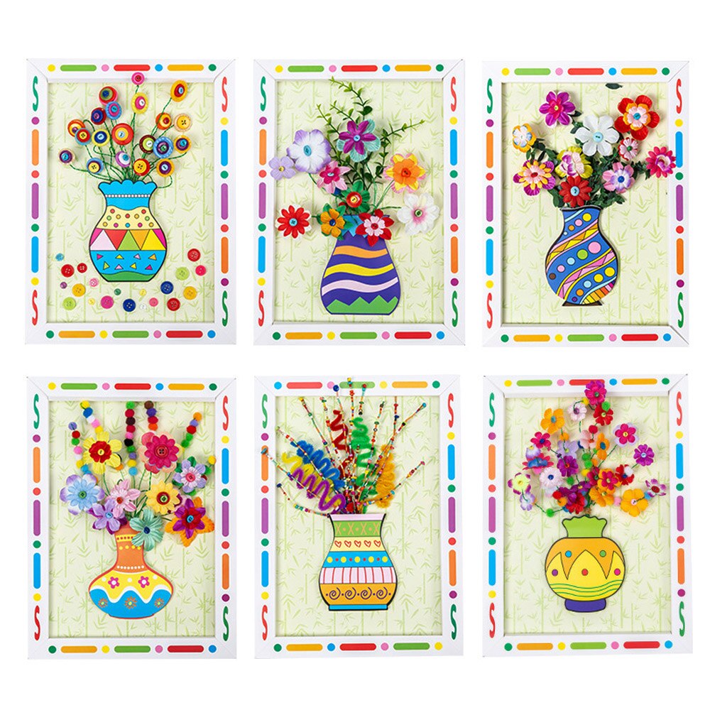 Button Bouquet Handmade DIY Production Material Package Mother's Day Greeting Cards Child Crafts Kindergarten Educational Card
