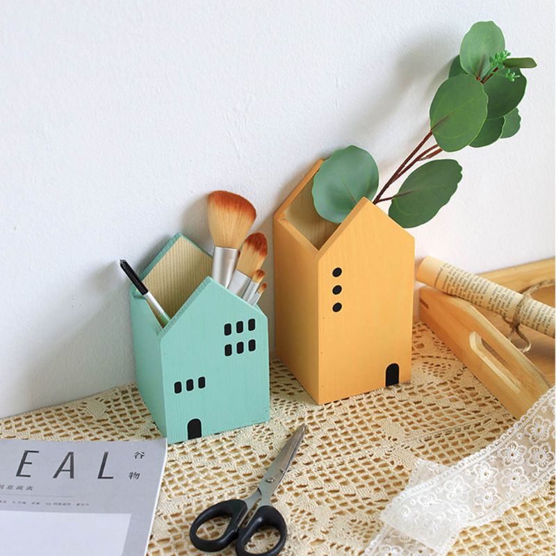 4 soorten houten pennenetui doos desktop briefpapier opslag organisator student school kantoor gebruik (blad type