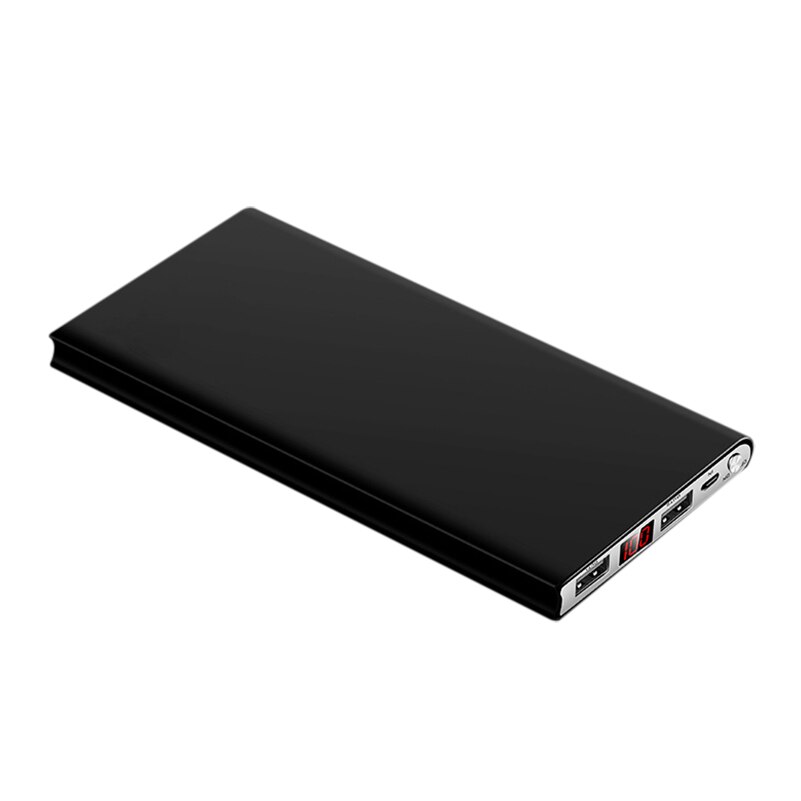 Banco de energía de 20000mAh, salida USB Dual, batería externa ultrafina con pantalla Digital, cargador portátil para móvil, Banco de energía: Black