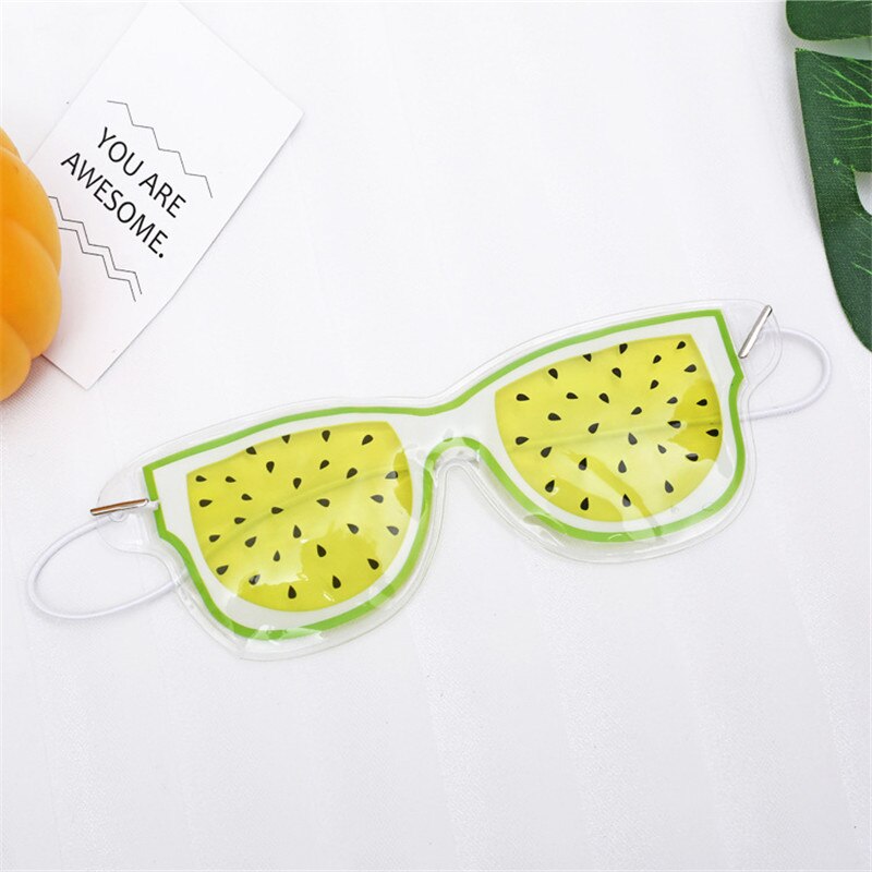 Ice Eye Patch Sleep Eyeshade Cute Cartoon Fruits Cold Compress Relieve Fatigue Sandy Beach Eye Patch Healthcare: yellow