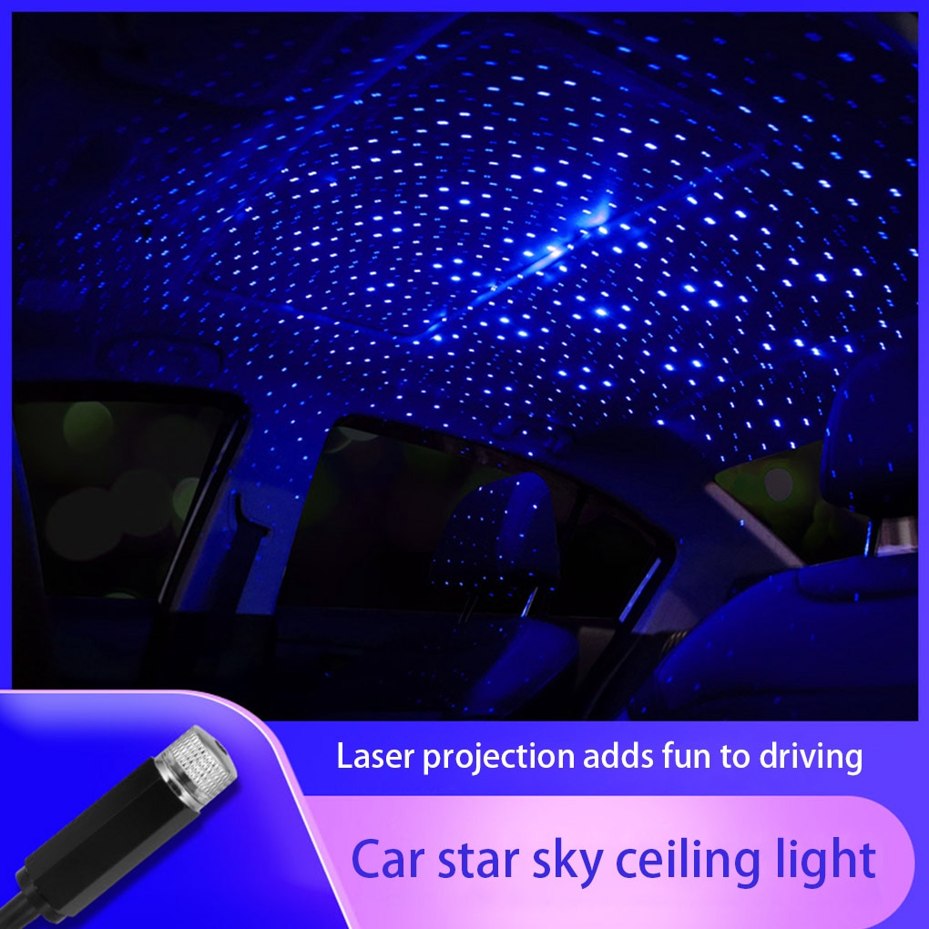 Luz de proyección de techo de coche, proyector de luz LED de Noche de estrellas portátil, USB, ajustable, para Interior: Azul