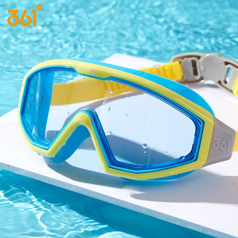 361 børn svømning briller anti tåge beskyttelsesbriller store ramme vandbriller undersøiske briller svømning beskyttelsesbriller: Blå