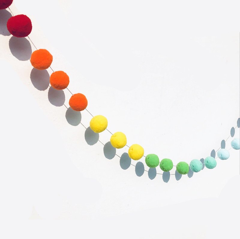 Makaron Stijl Pluizige Bal String Kinderkamer Decoratie Hanger 2.5M Kids Een Handgemaakte Bed Opknoping Tent Speelgoed Babykamer decor: 3