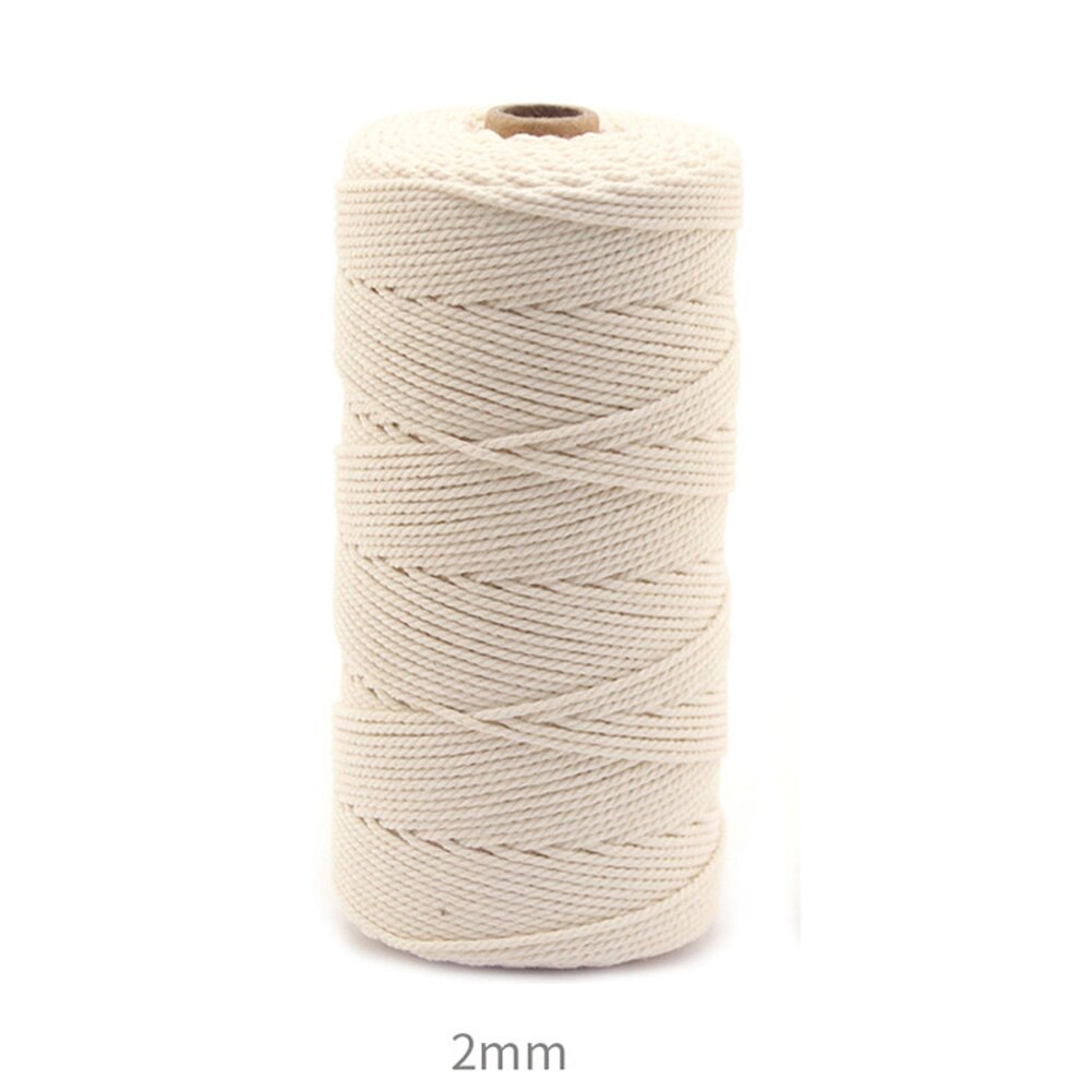 Macrame Cord, 1/2/3/4/5/6/8/10mm Natual Cotton Macrame Rope Twisted Cotton Cord for DIY Craft Making Plant Hangers Wall Hangings: 2mm 100M