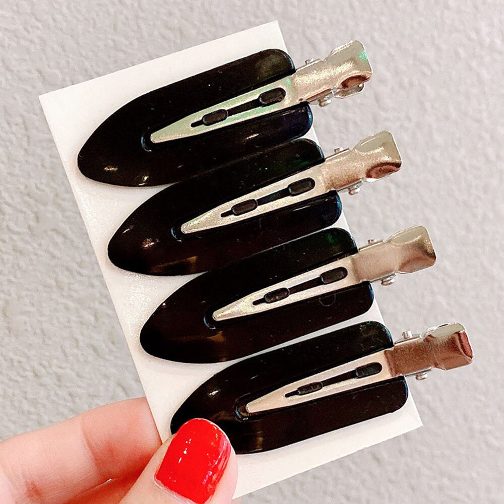 1/4 sztuk bez zginania bez szwu spinki do włosów z boku grzywka Fix Fringe Barrette spinki do włosów makijaż mycie twarzy akcesoria kobiet dziewczyn stylizacji: 4pcs black
