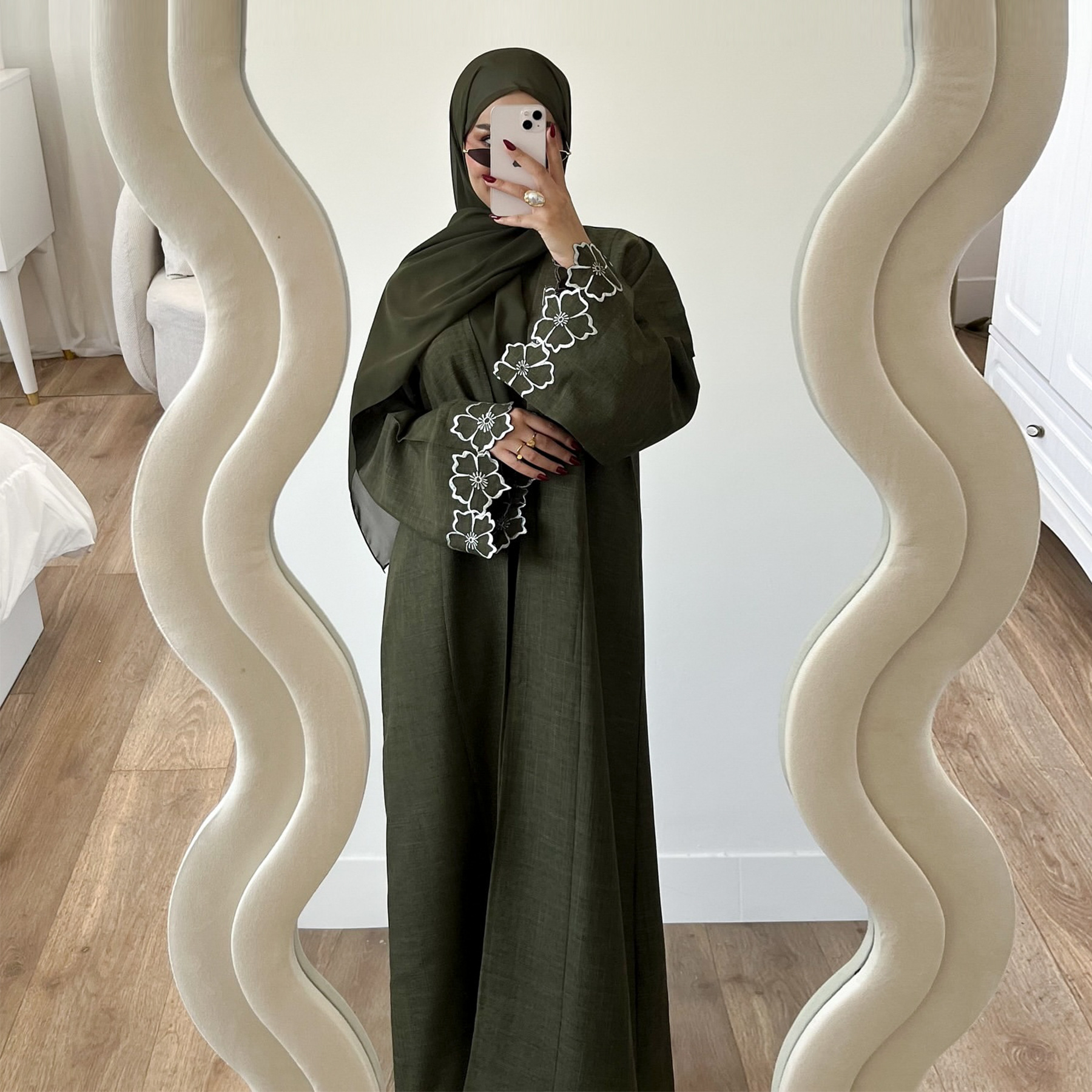Open Abaya voor Vrouwen Dubai Luxe Borduren Bloem Arabische Kimono Abaya Moslim Jurk Turkije Islamitische Kleding Kaftan Gewaad Ramadan