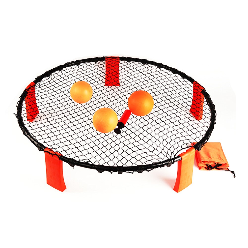 Draagbare Strand Volleybal Spikeball Game Set Outdoor Teamsporten Spikeball Gazon Fitness Apparatuur Met 3/4 Ballen Volleybal Netto: Oranje