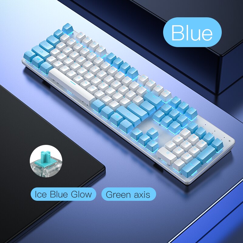 Wired Gaming Keyboard Blue Black Switch Mechanical Keyboard RGB Backlit 104 keys Anti-ghosting Laptop PC Gamer Pink Keyboards: blue1