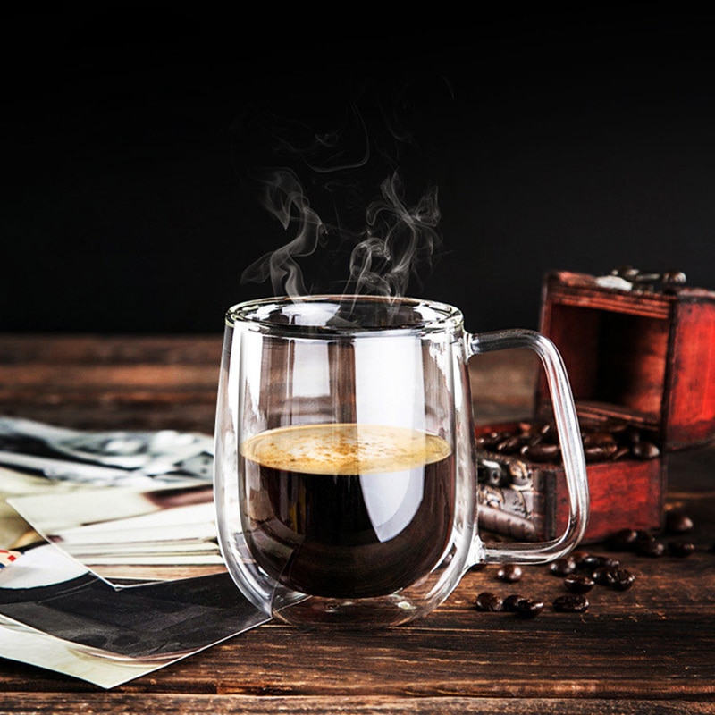 Double Wall Glass Insulated Coffee Mugs Tea Cup Thermo Drinking Glasses Verre Double Paroi Theeglas with Handle for Home Office
