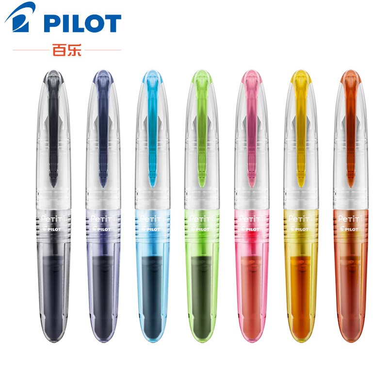 PILOT SPN-20F PETIT Mini Fountain Pens Fine Tip Writing Calligraphy Colorful Transparent Body Portable Pocket Pen