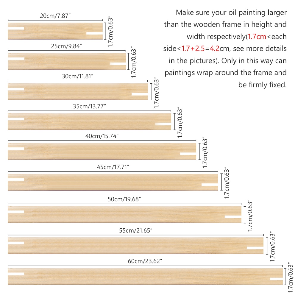 solid wooden frame kit DIY Pine wood for oil painting Frames Gallery CanvaS(A Complete Canvas Frame Need 4pcs Bars)