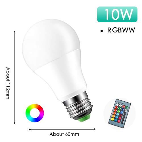 LED RGB Bulb E27 Light RGB RGBW RGBWW Dimmable IR Remote 5W 10W 15W AC 220V Colorful Magic Bar Club Night Smart Lamp: RGBWW 10W-remote