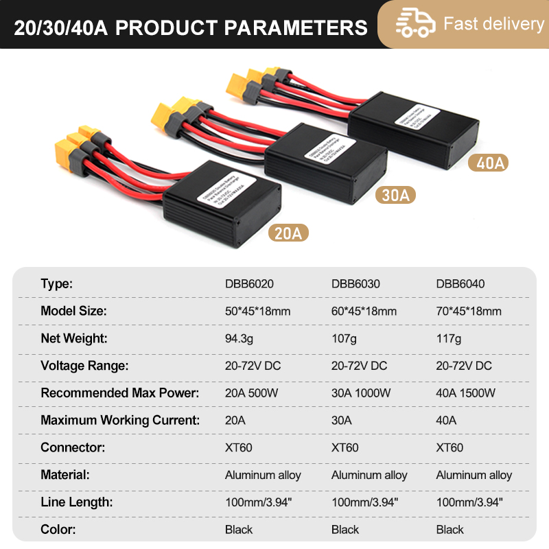 E bike Battery module20A30A40A60A80A100A 20V-70V Electric Bicycle Dual Battery Connect 40-100V 120A Ebike Accessories