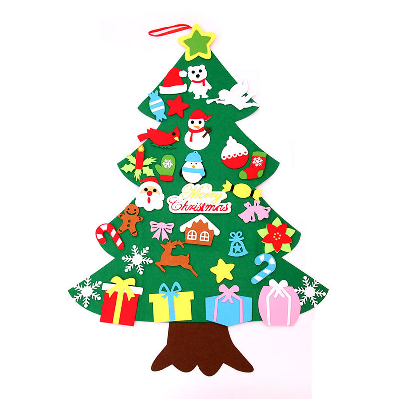 DIY Felt Christmas Tree for Kids Christmas Tree with Glitter Ornaments for Kids Xmas Christmas Door Wall Hanging: C