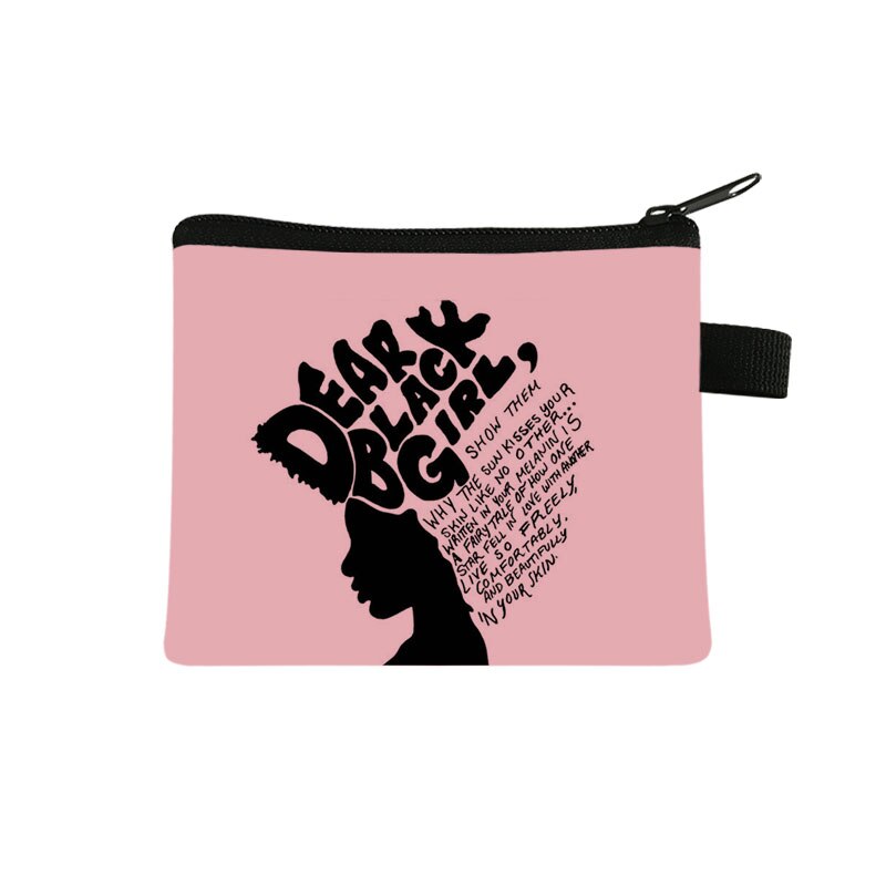 African Black Girl Black Coin Purse Girl Casual Shopping Portable Lipstick Bag Afro Woman Purse Kids Wallet: lqbheinvzuhe10