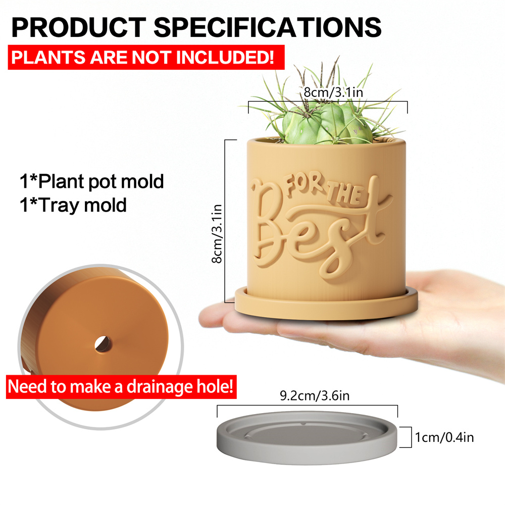 Nicole – Pot de jardinière avec plateau, moule en béton et Silicone, Pot Succulent, moule Jesmonite, meilleur pour maman de tous les temps, décoration de maison: vert clair