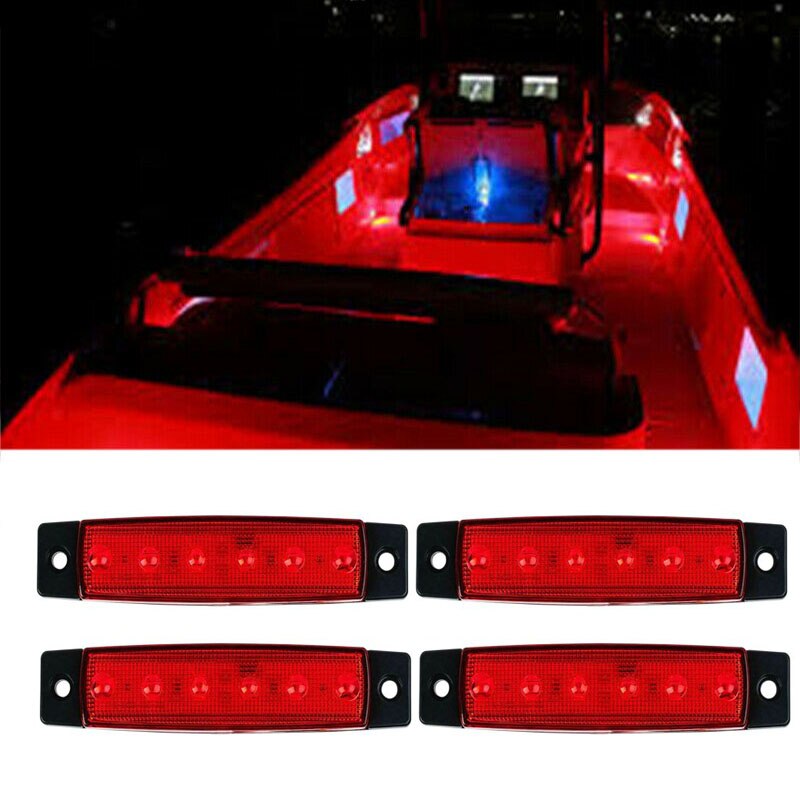 4 x marinebåd klasse 12 volt stor vandtæt ledet høflighed lys navigationsindretning lyseblå hvid rød grøn: Rød