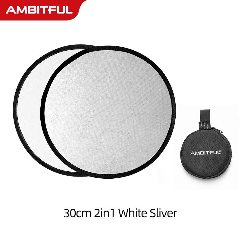 AMBITFUL 2in1 Gold Silver White 30cm Round Outdoor and Indoor Shooting Beautify Reflector