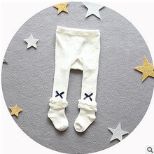 Leggings chaussettes en coton pur pour bébé, confortable, Simple, couleur unie, nœud papillon, ,