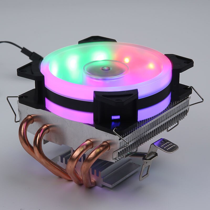 Copper Tubes Fans CPU Cooler LED CPU Cooling Fan PWM Silent CPU Cooler LGA/115X/775/AMD 3Pin PC CPU Cooling Radiator R20: Bipolar light color