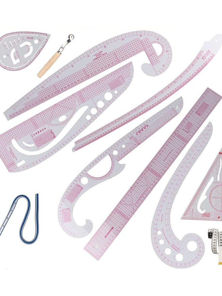 Artracyse French Curve Ruler Sewing Ruler Small Ruler Clear Sewing Patterns Rulers Curves Fabric Ruler for Pattern Making: 11Pcs