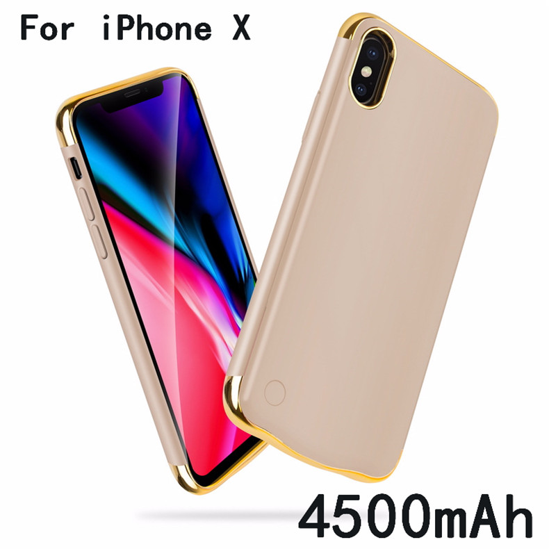 Funda delgada de la batería de la galjanoplastia a prueba de golpes para el iPhone 6X6 S 7 8 Plus batería externa trasera recargable cargador del teléfono: iX Gold