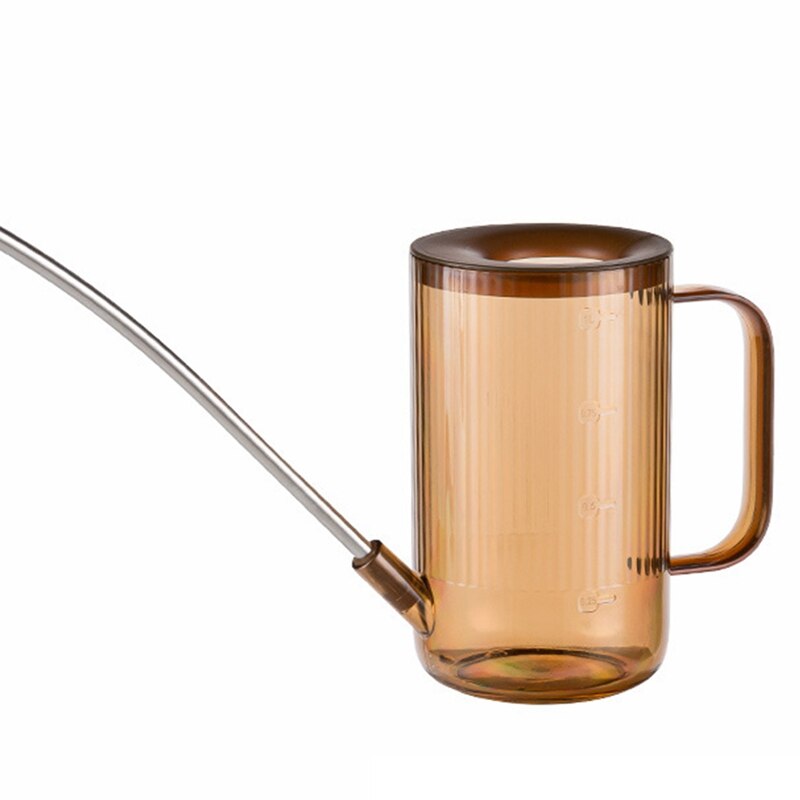 1L Clear Cylindrical Watering Can With Stainless Steel Long Spout Garden Plant Watering Tool For Houseplants Desk Plants Indoor