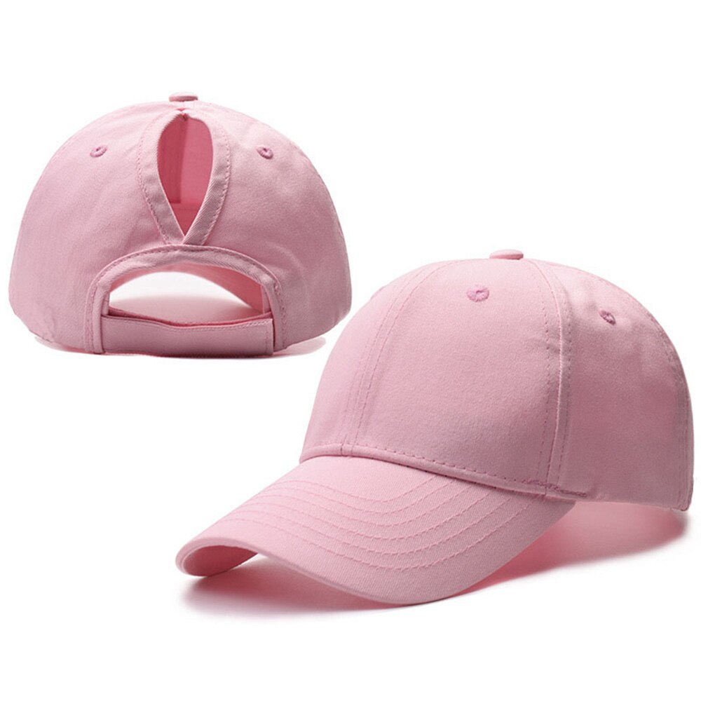 Zomer katoenen paardenstaart baseballpet dames camouflage pet snapback vader hoed knot dame meisjes reishoed klep: Katoen roze