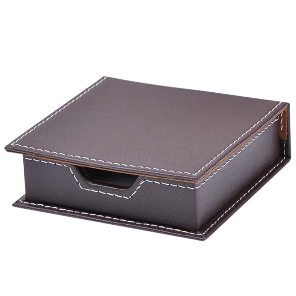 XRHYY PU Leather Desktop Name Cards Sticky Notes Holder Organizer Memo Note Dispenser Case with a Lid Cover