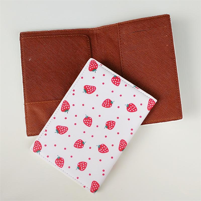 Strawberry Passport Holder,Travel Credit Card Holder Ticket Coin Storagege PU Leather Passport Cover 14*10CM