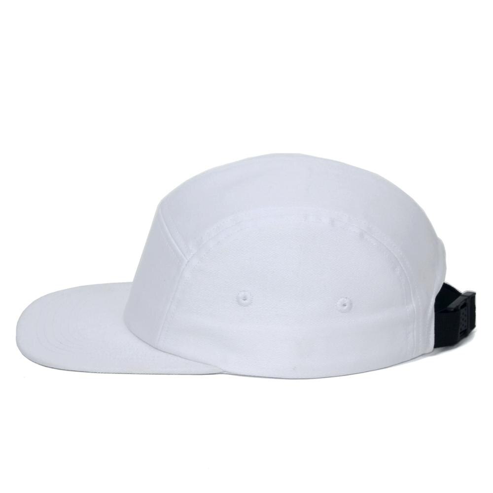 DongKing 5 Panels Cap Short Brim Hat Flat Bill Cotton Blank Camping Hats Solid Colors Low Crown Classic Adjustable: White