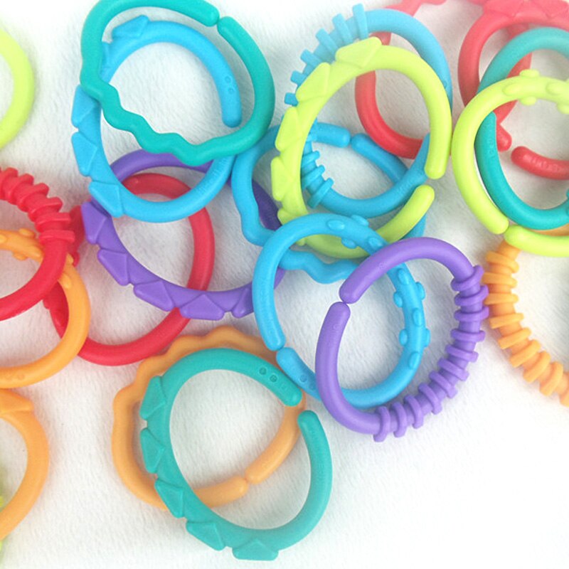 24pcs Children Kids Baby Teether Rainbow ABS Ring Links Infant Stroller ...