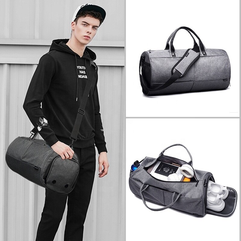 Tuguan Brand New Fitness Sports Training Bags borsa da palestra per uomo impermeabile da viaggio con scomparto per scarpe grigio/nero