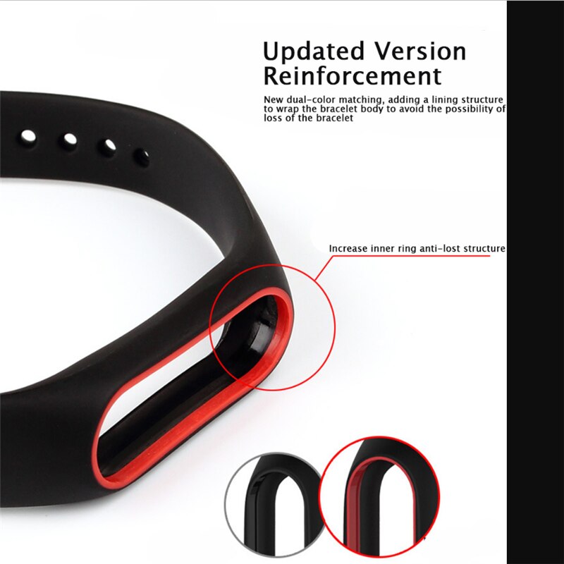 Updated Version Mi Band 2 Wrist Strap for Xiaomi Mi Band 2 Silicone Sport Watch Strap for Miband 2 Bracelet Wriststrap