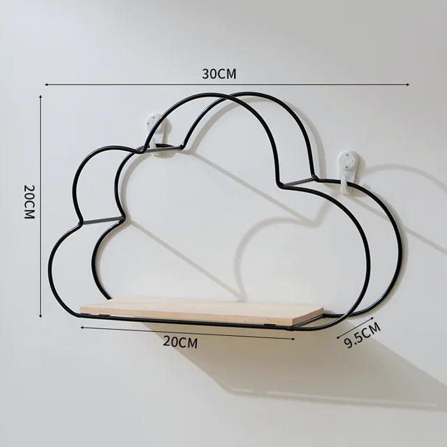 Kreative Wolke Eisen Regal Zauberstab Regal Holz Schindel nordisch Stil Dekoration freundlicher Zimmer Dekoration Anzeige-ständer: Licht Grau