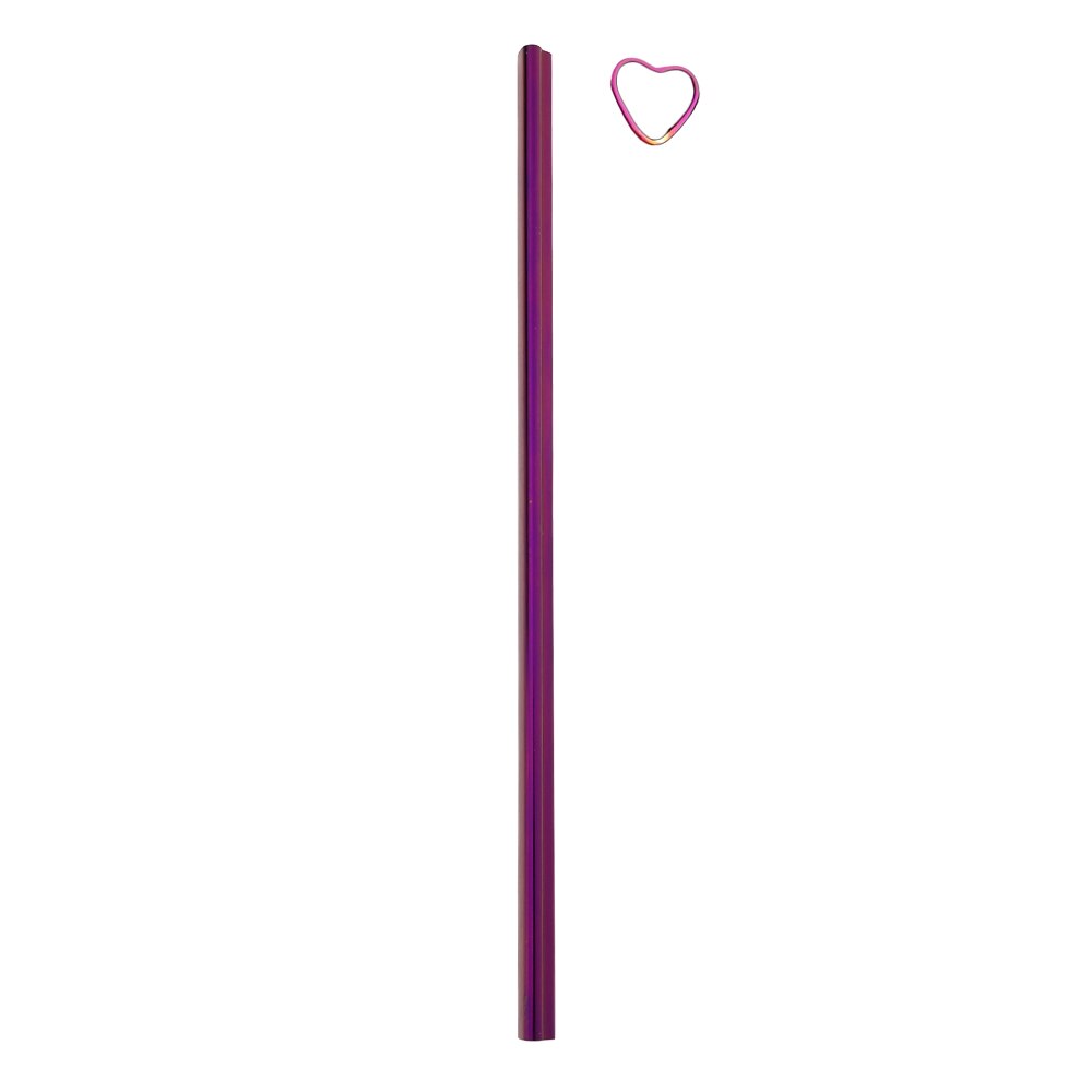1Pc 304 Stainless Steel Drinking Straw Colorful Heart-shaped Straw Reusable Metal Straw Set Bar Pearl Milkshake Bubble Tea Straw: Purple
