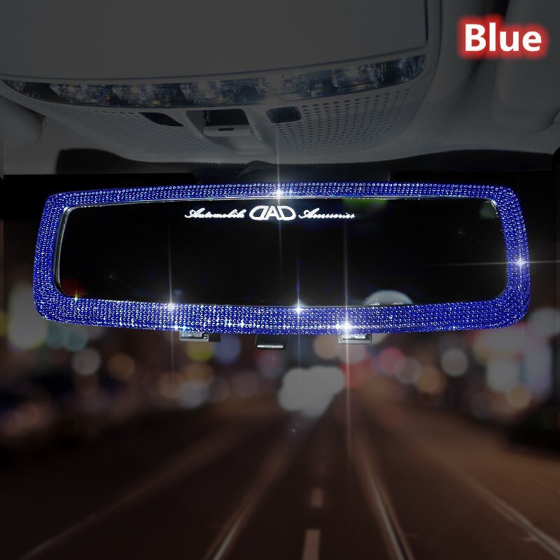 Auto Diamant Interieur Achteruitkijkspiegel Met Bling Crystal Diamonds Auto-interieur Spiegel Decoratie: Blauw