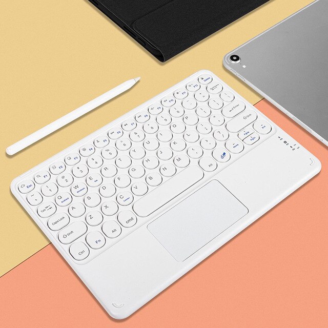 Teclado y panel táctil inalámbrico para tableta y teléfono, teclado de ratón Bluetooth de 10 pulgadas para iPad Air 4 Pro 11, Huawei Matepad: white touch