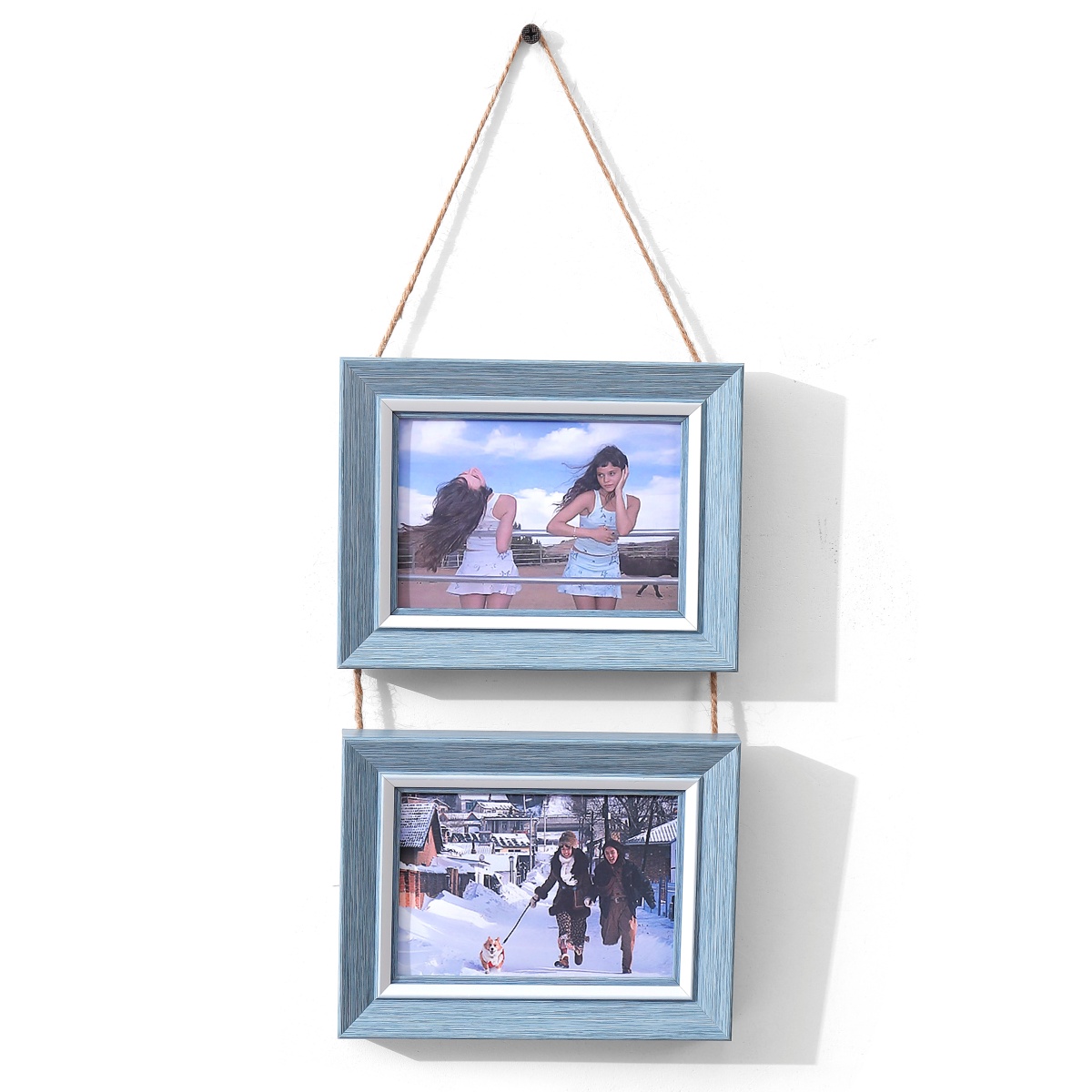 1 porta-retratos de 3,5x5 polegadas - Decoração de parede de emenda, porta-retratos de suspensão de parede, para amigos de família e porta-retratos infantis,: Azul