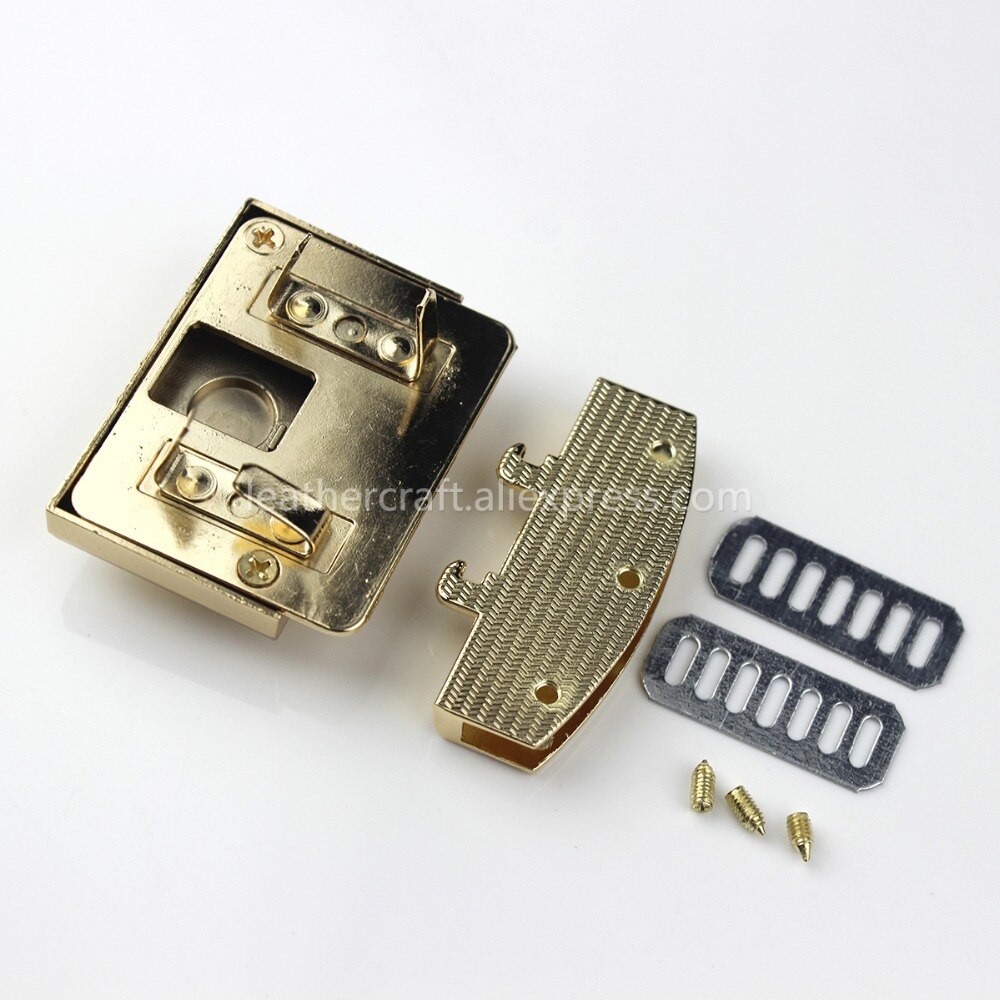 Rectangular Metal Press Push Lock Bag Briefcase Spring Lock Snap Decorative Clasps Closure Leather Craft Diy Hardware Accessory