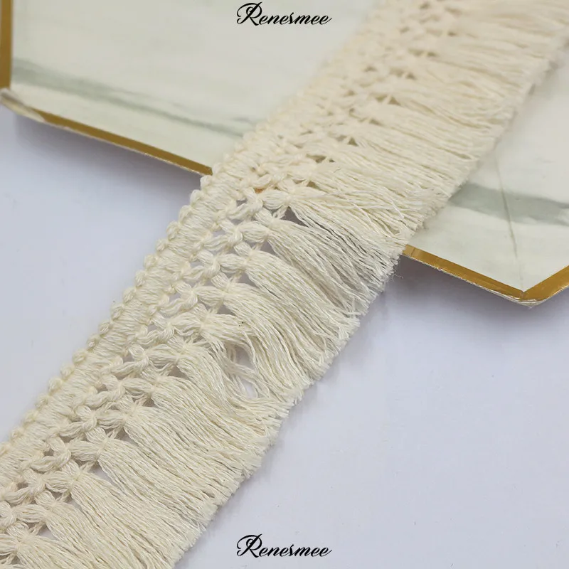 Bufanda de encaje con flecos de algodón de 5 yardas, ropa, alfombra, cortina, adornos decorativos, accesorios para el hogar DIY, 4cm de ancho