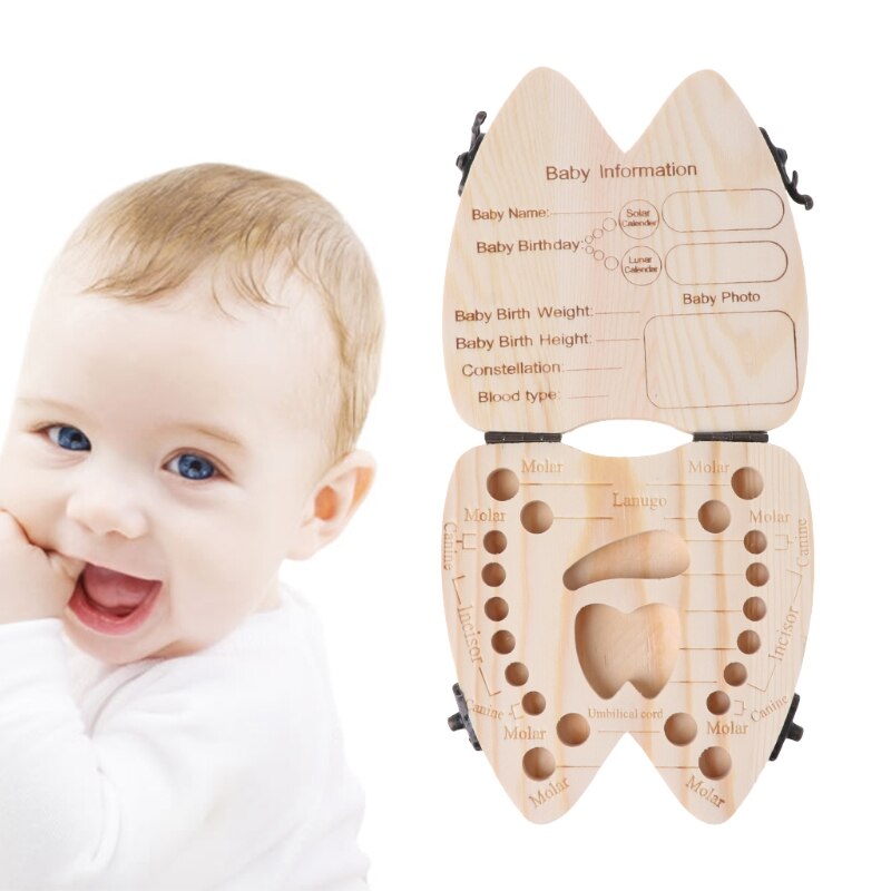Babytandkasse træ mælketænder arrangør opbevaring drenge piger spar souvenir etui 17_18. jul