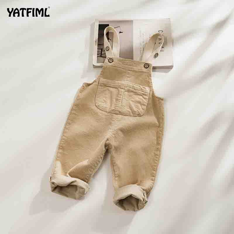 Yatfiml Kid 'S Plain Corduroy Bretels Peuter Kids Baby Jongens Meisjes Gebreide Overalls Strap Rompertjes Jumpsuit Outfits: beige / 18m