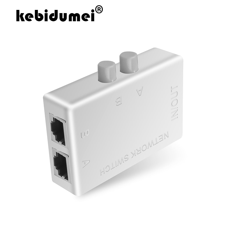Kebidumei 2 porte  rj45 lan cat 6 netværk switch vælger intern ekstern netværk switcher splitter boks hvid