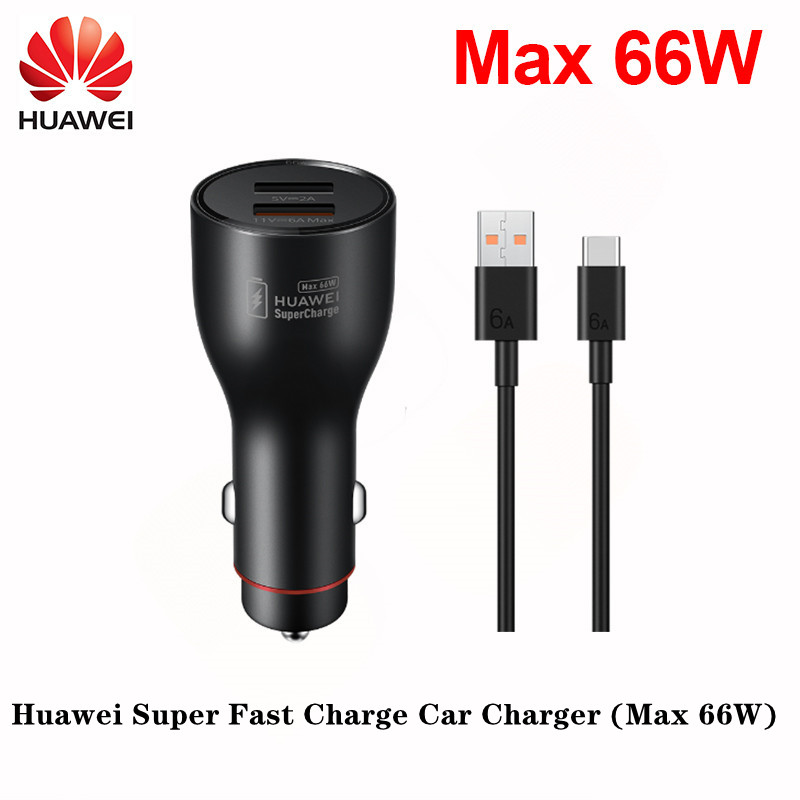 Huawei caricabatterie per auto Super Fast Charge Max 66W adattatore doppio USB 11V-6A Max / 5V-2A con cavo di tipo C per Huawei Mate 40 Pro P50