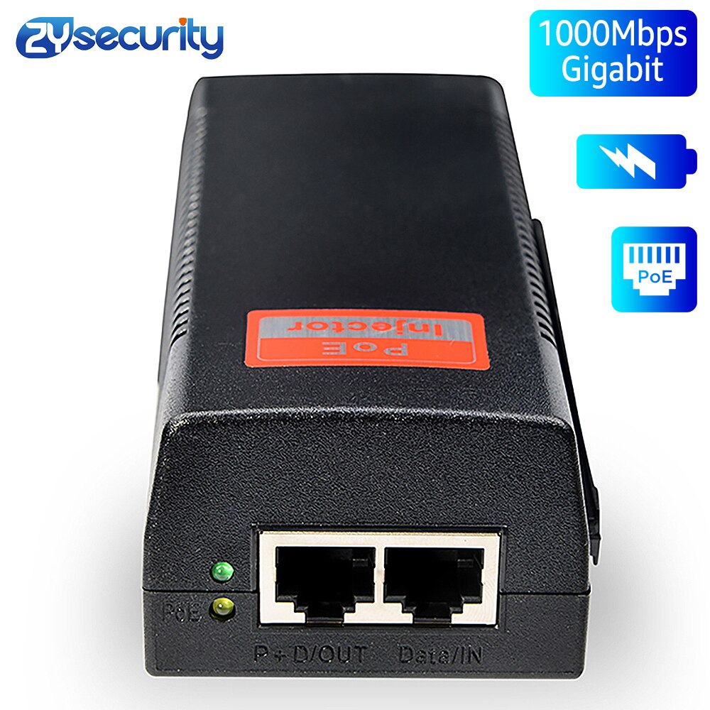 1000Mbps Gigabit 60W High Power POE Injector At 4-pairs standard DC 54V Output 100-240V Input POE Power For CCTV PTZ IP Camera