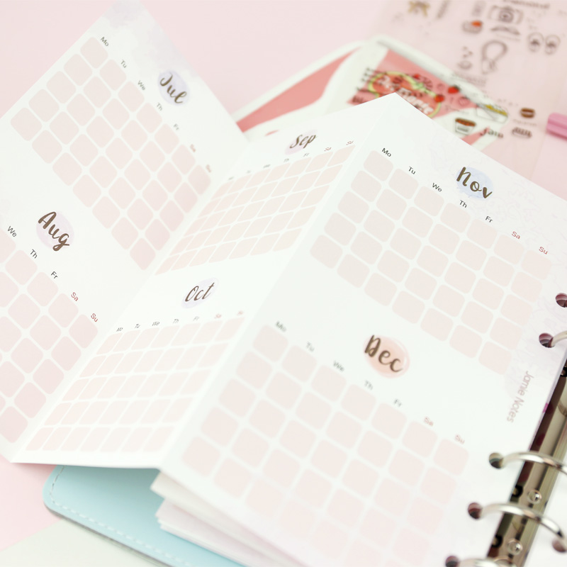 Harphia A6 A5 cahier classeur recharge planificateur mensuel trois fois papier 5 feuilles papier intérieur 120g pages coloré foFilofax