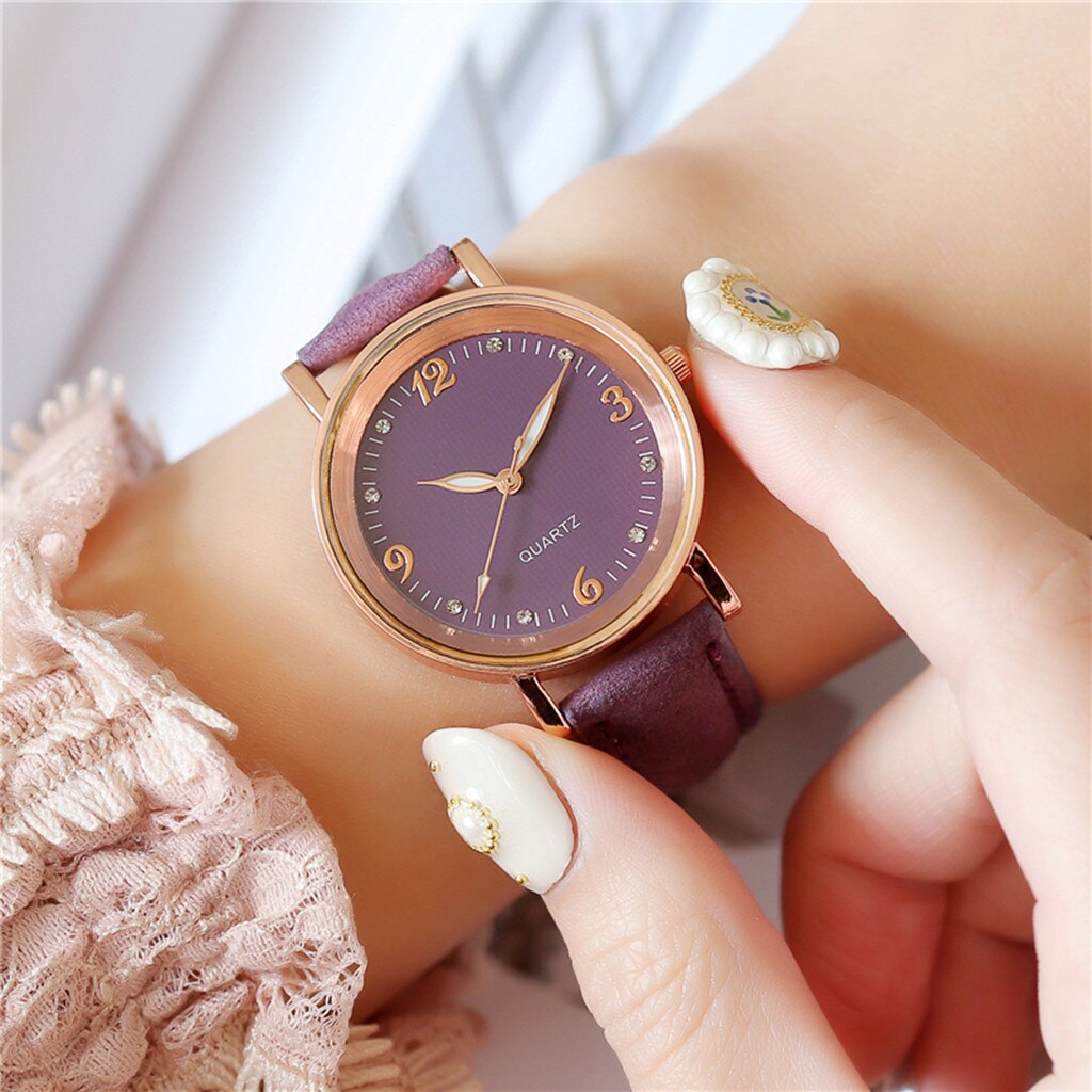 mujeres imitación de reloj relojes de lujo reloj de cuarzo Acero inoxidable Dial de pulsera correa de cuero reloj