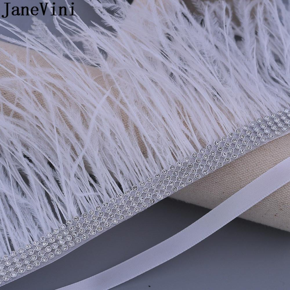 JaneVini-cinturón con cuentas de plumas de decoración para mujer, cinturones nupciales con diamantes de imitación de cristal para vestido de boda, joyería para novia y dama de honor